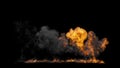 Napalm Fire and Smoke Explosion, black background