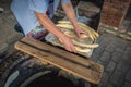 Making of Shotis puri bread in Georgia Royalty Free Stock Photo