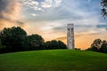 The Millenium Carillon Structure in Naperville, IL at Sunset Royalty Free Stock Photo