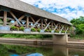 Naperville Riverwalk Covered Bridge over the DuPage River Royalty Free Stock Photo