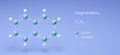 Naphthalene, molecular structures, 3d model, Structural Chemical Formula and Atoms with Color Coding Royalty Free Stock Photo