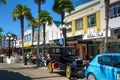 Napier, New Zealand. Historic car and historic buildings Royalty Free Stock Photo