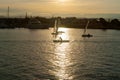 Small sailing yachts in inner harbour or Ahuriri in Napier