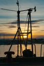 Napier waterfront, Westshore, Ahuriri, fishing boats rigging silhouette Royalty Free Stock Photo