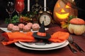 Napkin decorated witch hat for Halloween Royalty Free Stock Photo