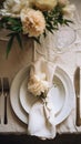 Napkin folding inspiration, holiday tablescape, formal dinner table setting, elegant decor for wedding party and event decoration Royalty Free Stock Photo