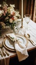 Napkin folding inspiration, holiday tablescape, formal dinner table setting, elegant decor for wedding party and event decoration Royalty Free Stock Photo