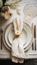Napkin folding inspiration, holiday tablescape, formal dinner table setting, elegant decor for wedding party and event decoration Royalty Free Stock Photo