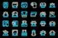 Napkin holder icons set vector neon