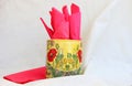 napkin holder with red napkins Royalty Free Stock Photo