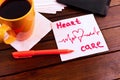 Napkin sketch cardiogram heart care Royalty Free Stock Photo