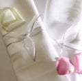 Napkins and rose petals Royalty Free Stock Photo