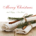 Napkins for table setting on Christmas holidays Royalty Free Stock Photo