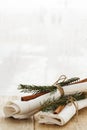Napkins for table setting on Christmas holidays Royalty Free Stock Photo