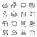 Napkins and toilet paper vector linear icons set Royalty Free Stock Photo