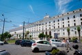 Exterior view of the building. Piazza Carlo III is dominated by the size of the Real Albergo