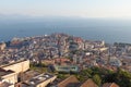 Naples city view with sea on background