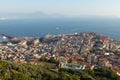 Naples city view with sea on background