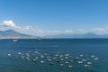 Naples coastline and ships, boats and yachts at sea near city Royalty Free Stock Photo