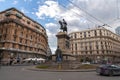 Street view in Corso Umberto I and Piazza Giovanni Bovio, Naples, Italy