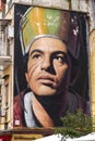 Mural art by the Dutch-Neapolitan artist Jorit Agoch, depicting San Gennaro in Naples, Italy Royalty Free Stock Photo
