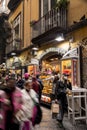 Via dei Tribunali is a busy and touristic street in the old historic center of Naples, Italy Royalty Free Stock Photo