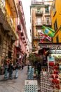 Via dei Tribunali is a busy and touristic street in the old historic center of Naples, Italy Royalty Free Stock Photo