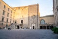 Naples, Italy - 30.10.2019: Courtyard of The medieval castle of Maschio Angioino or Castel Nuovo New Castle, Naples, Italy.