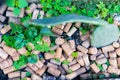 Naples, Italy - 2023 February 21: Wine corks illustrative editorial background, outdoors