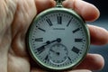 Gold pocket watch from the early 1900s. The case with Roman numerals is visible.