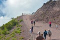 Naples, ITALY, JUNE 01: Tourists climbing mount Vesuvius, in Naples, Italy on June 01, 2016
