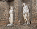 NAPLES, ITALY- JUNE, 13, 2019: two marble statues at pompeii ruins