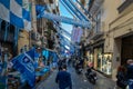 Decorations in the streets of the city celebrate the victory of the football championship