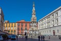 Naples, Italy, May 19, 2022: Guglia dell'Immacolata column in th Royalty Free Stock Photo