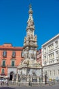 Naples, Italy, May 19, 2022: Guglia dell'Immacolata column in th Royalty Free Stock Photo