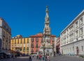 Naples, Italy, May 19, 2022: Guglia dell'Immacolata column in th Royalty Free Stock Photo