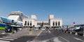 Panoramic view of Stazione Marittima terminal in Naples, with cruise ship docked