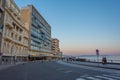 Naples, Italy, May 19, 2022: Sunset view of the seaside promenad