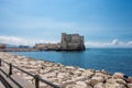 NAPLES, ITALY - MAY 2, 2019: View of the Castel dell`Ovo. The castle is located on the peninsula Megaride on the Gulf of Naples Royalty Free Stock Photo