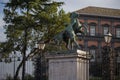 NAPLES, ITALY - 04 November, 2018.The entrance and the bronze horses of Royal Palace of Naples