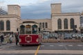 NAPLES, ITALY - 04 November, 2018. Tourists view city bus in port of Napoli Royalty Free Stock Photo