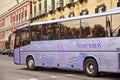 NAPLES, ITALY - OCTOBER 31, 2015: Tourist bus Syrenbus with passengers in the historical part. Royalty Free Stock Photo