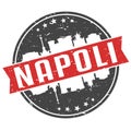 Naples Italy Round Travel Stamp. Icon Skyline City Design. Seal Tourism Ribbon vector Illustration.