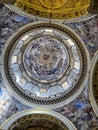 View of the interior of the Naples Cathedral, richly decorated dome in the central part of the church. It is known as the