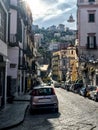 Naples, Italy - September 4 - 2018: View of street lyfe and poor houses in Naples