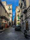 Naples, Italy - September 4 - 2018: View of street lyfe and poor houses in Naples