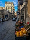 Naples, Italy - September 4 - 2018: View of street lyfe and poor houses in Naples