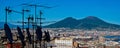 Naples and mount Vesuvius in the background at sunset in a summer day, Italy, Campania