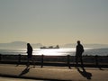 Naples,people in Lungomare Caracciolo Royalty Free Stock Photo