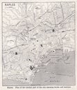 Vintage map of Naples 1930s.